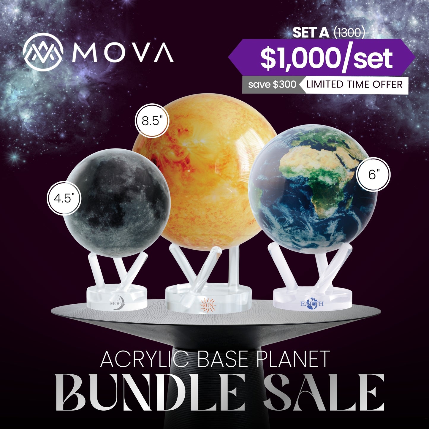 Sun Earth Moon Bundle(Astral Canvas Acrylic Base)
