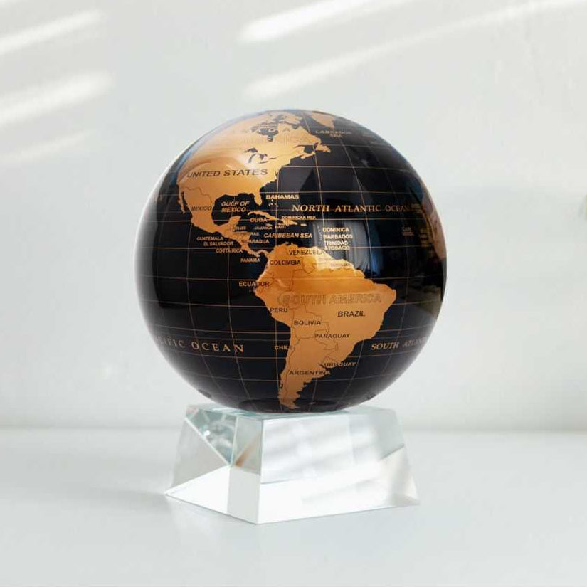 BLACK AND GOLD GLOBE WITH CRYSTAL BASE |NO CORDS - MOVA US