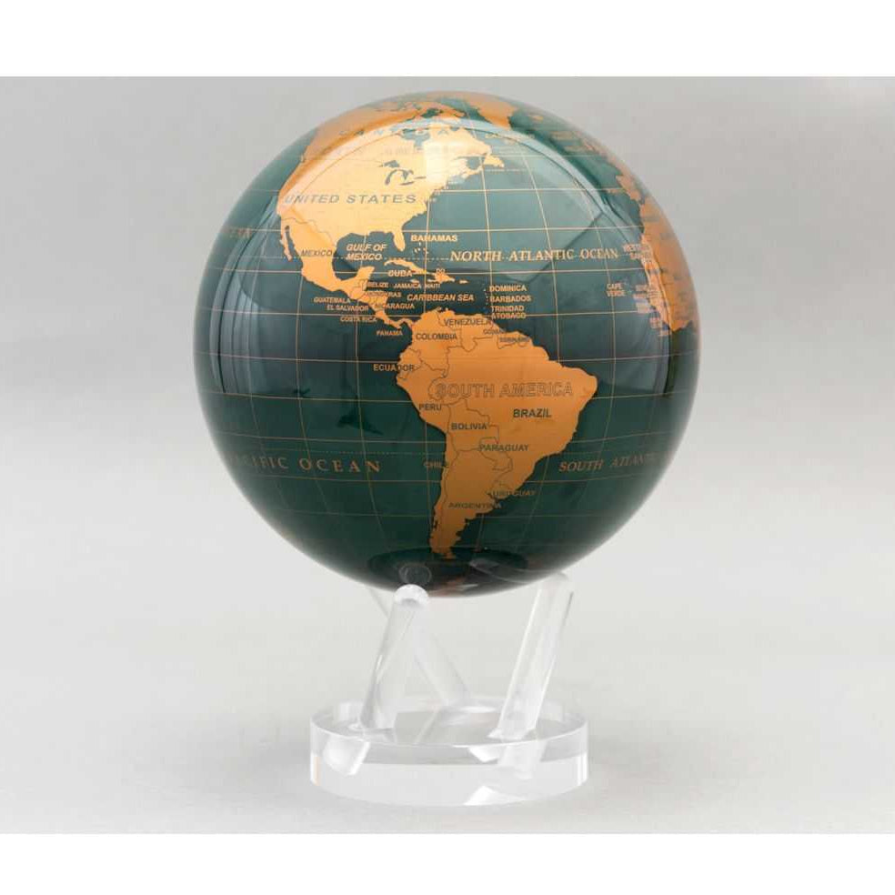Green and Gold MOVA Globe, beautiful art decor gift for globe enthusiasts