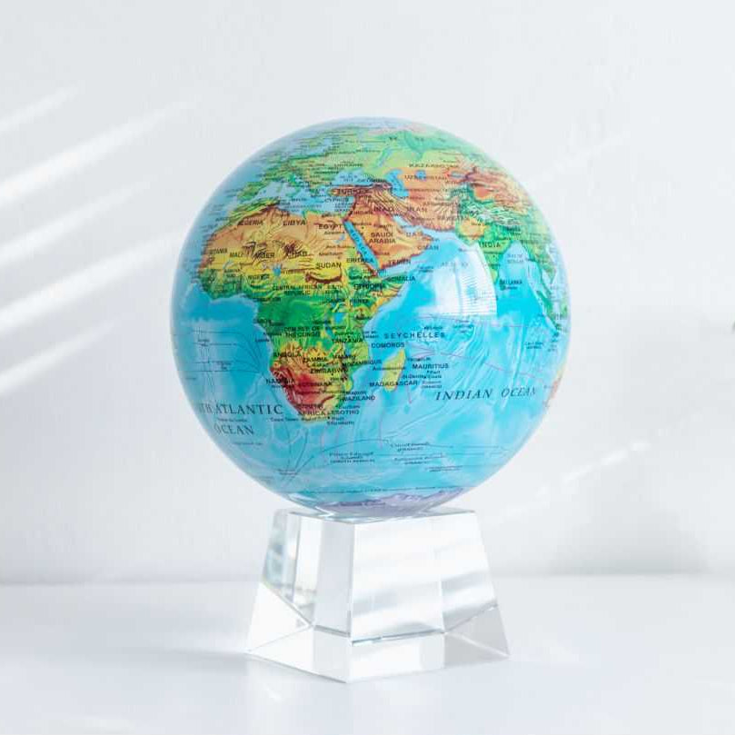 Blue Relief Map World Globe