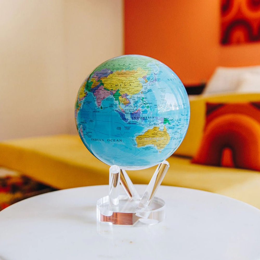 Blue Political Map World Globe - MOVA Globes International4.5 inch