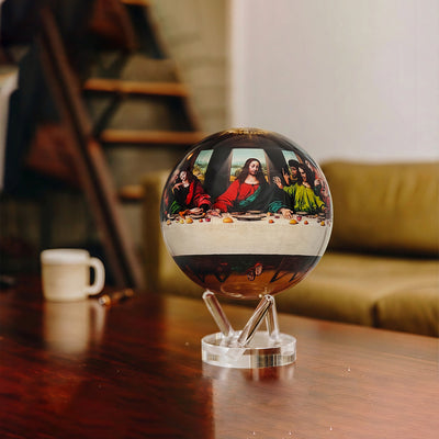 The Last Supper MOVA Globe displayed on table in living room as elegant Christian home decor - Secondary image
