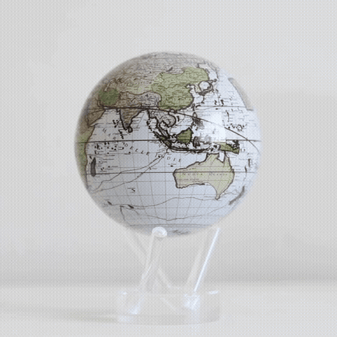 Award-winning Antique Cassini White World Map Globe by MOVA