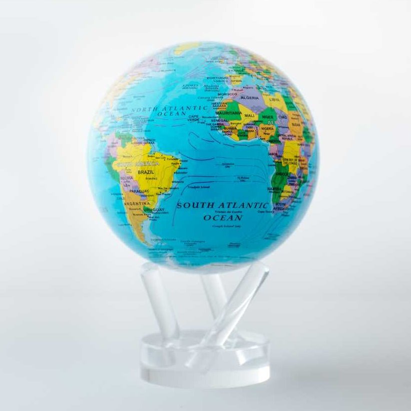 Blue Political Map World Globe - MOVA Globes International4.5 inch