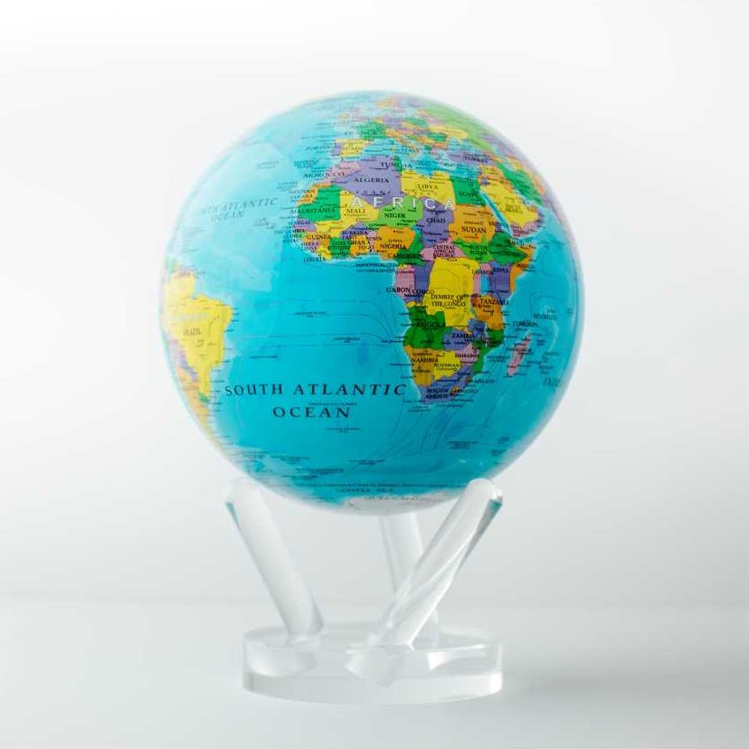 Blue Political Map World Globe - MOVA Globes International6 inch