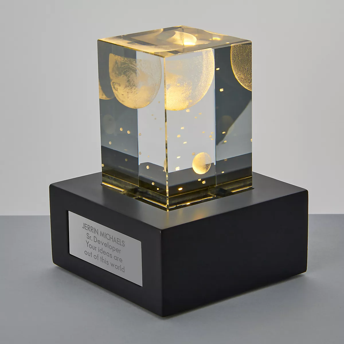 3D LED Moon Glass Cube by Things Remembered 