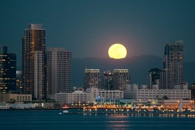 A supermoon over San Diego