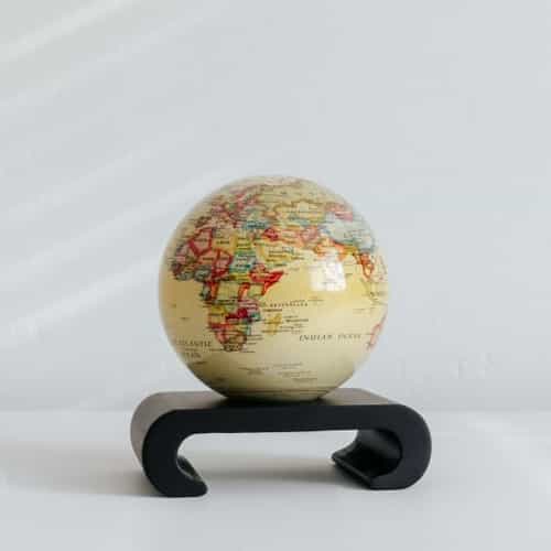 Political Map Yellow MOVA Globe 4.5" with Arched Base Black