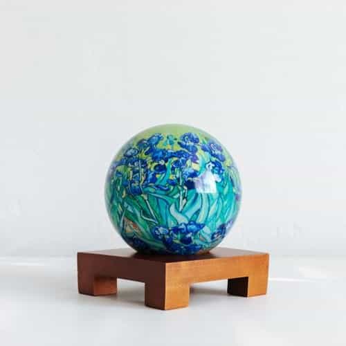 Irises MOVA Globe 4.5" with Square Base Dark Wood