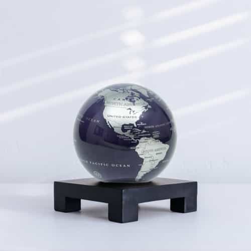 Purple and Silver MOVA Globe 4.5" with Square Base Black