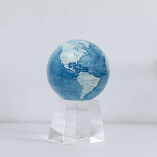Sky Blue and White MOVA Globe 4.5" with Crystal Base Tall