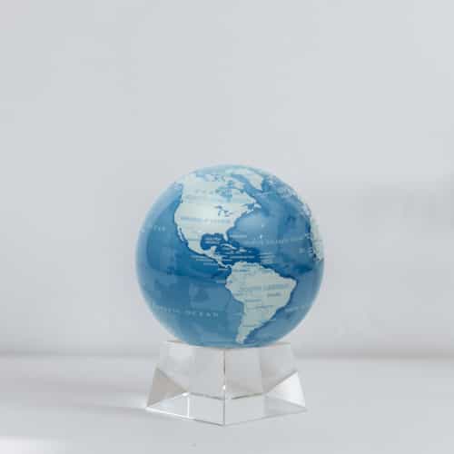 Sky Blue and White MOVA Globe 4.5" with Crystal Base