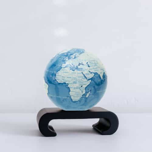 Sky Blue and White MOVA Globe 4.5" with Arched Base Black