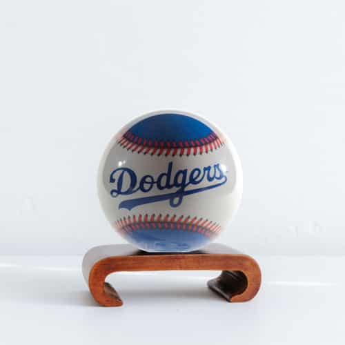 MLB® Dodgers MOVA Globe 4.5" with Arched Base Dark Wood