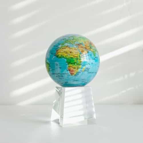 Relief Map Blue MOVA Globe 4.5" with Crystal Base Tall