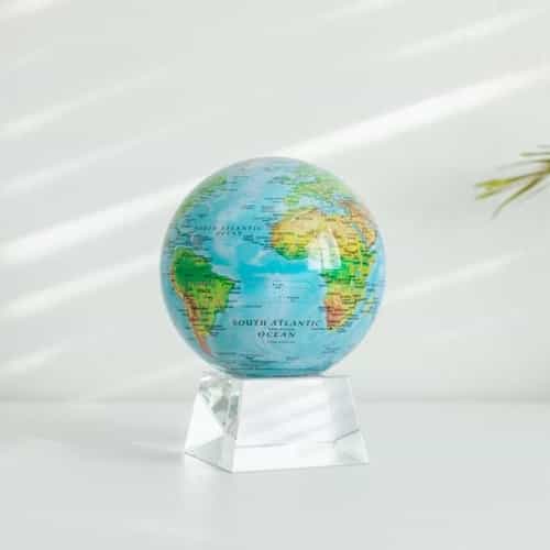 Relief Map Blue MOVA Globe 4.5" with Crystal Base