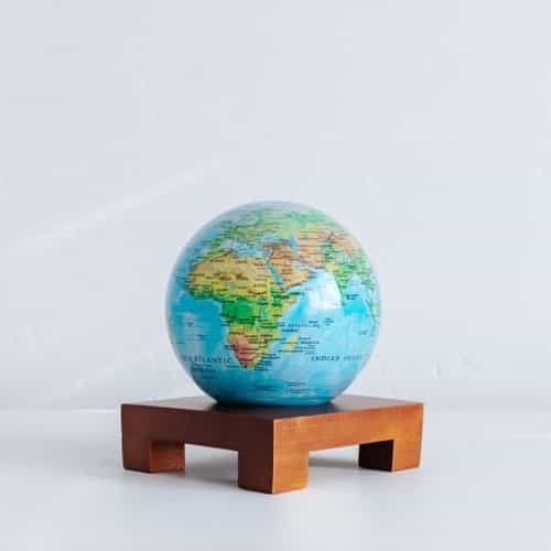 Relief Map Blue MOVA Globe 4.5" with Square Base Dark Wood