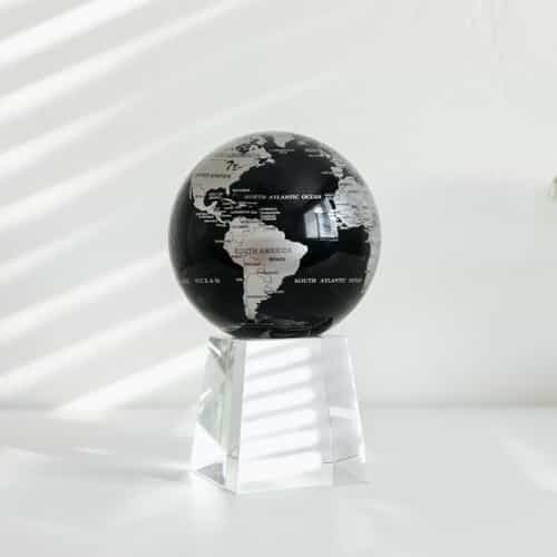 Black and Silver MOVA Globe 4.5" with Crystal Base Tall