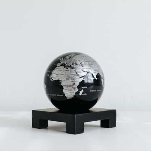 Black and Silver MOVA Globe 4.5" with Square Base Black