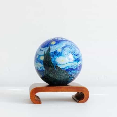 Starry Night MOVA Globe 4.5" with Arched Base Dark Wood