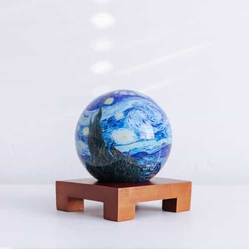 Starry Night MOVA Globe 4.5" with Square Base Dark Wood