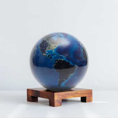 Earth at Night MOVA Globe 6" with Square Base Dark Wood