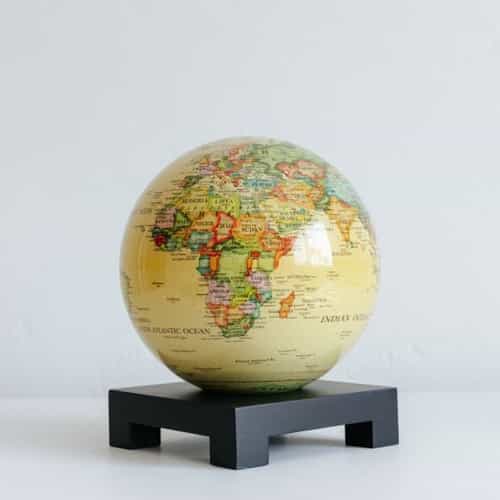 Political Map Yellow MOVA Globe 6" with Square Base Black