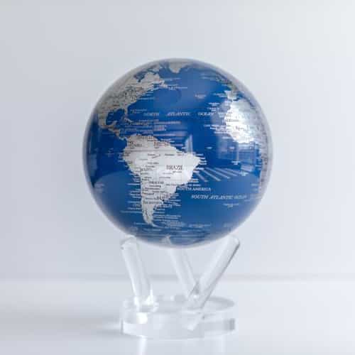 Blue Silver MOVA Globe 6" with Acrylic Base