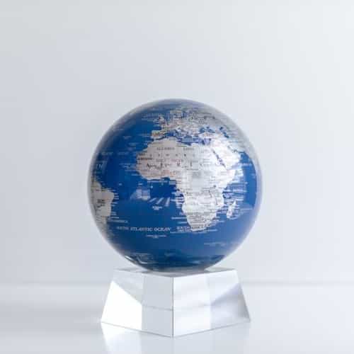 Blue Silver MOVA Globe 6" with Crystal Base