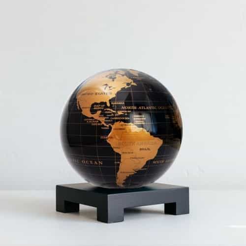 Black and Gold MOVA Globe 6" with Square Base Black