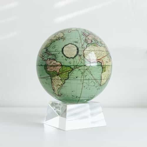 Antique Terrestrial Green MOVA Globe 6" with Crystal Base