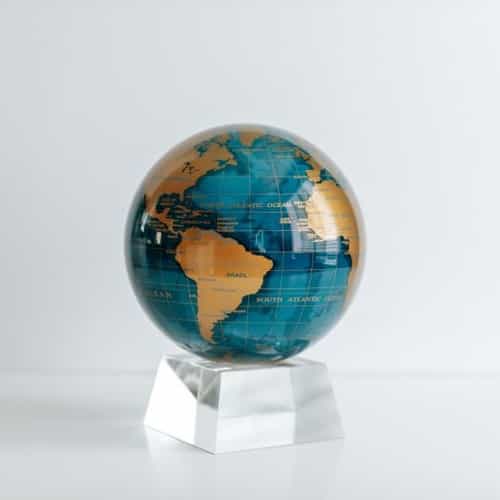 Blue and Gold MOVA Globe 6" with Crystal Base