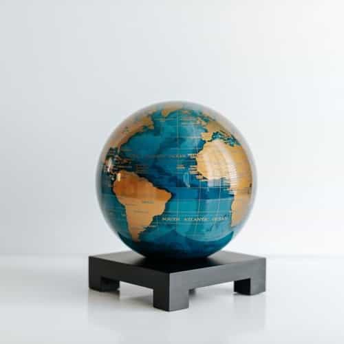 Blue and Gold MOVA Globe 6" with Square Base Black