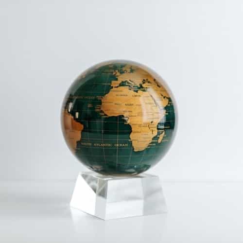 Green and Gold MOVA Globe 6" with Crystal Base