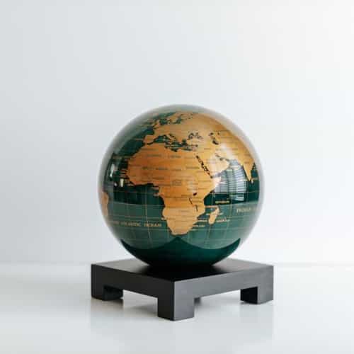 Green and Gold MOVA Globe 6" with Square Base Black