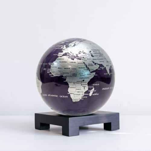 Purple and Silver MOVA Globe 6" with Square Base Black