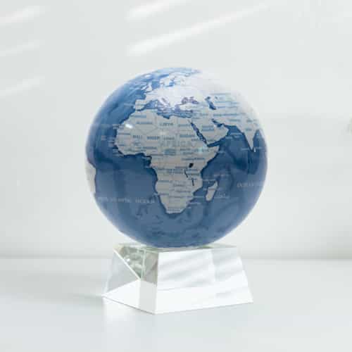 Sky Blue and White MOVA Globe 6" with Crystal Base