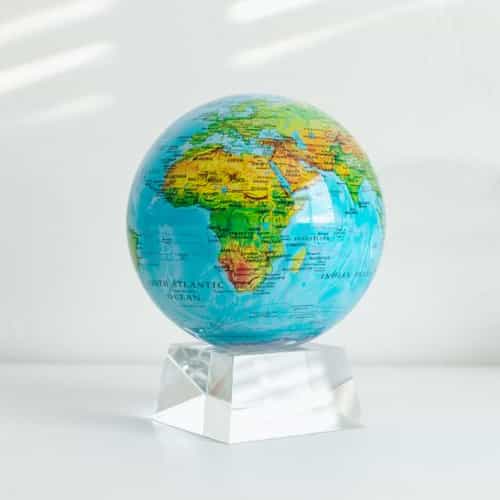 Relief Map Blue MOVA Globe 6" with Crystal Base