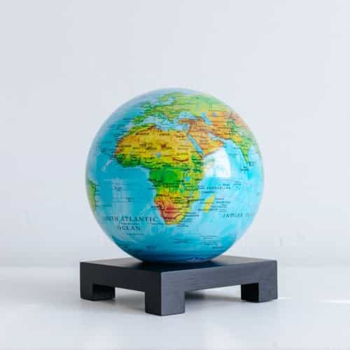 Relief Map Blue MOVA Globe 6" with Square Base Black