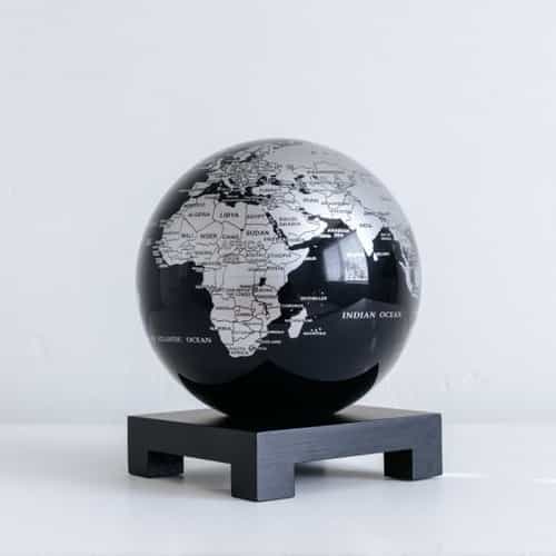 Black and Silver MOVA Globe 6" with Square Base Black