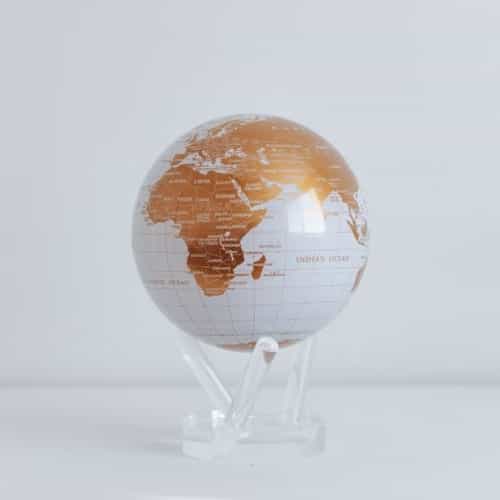 White and Gold MOVA Globe 6" with Acrylic Base
