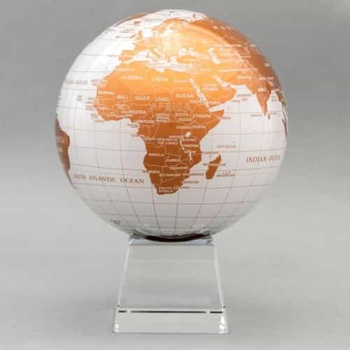 White and Gold MOVA Globe 8.5" with Crystal Base 
