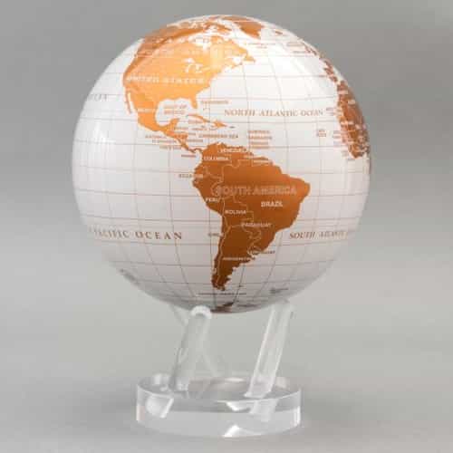 White and Gold MOVA Globe 8.5" with Acrylic Base