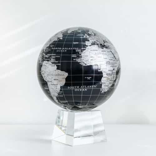Black and Silver MOVA Globe 8.5" with Crystal Base