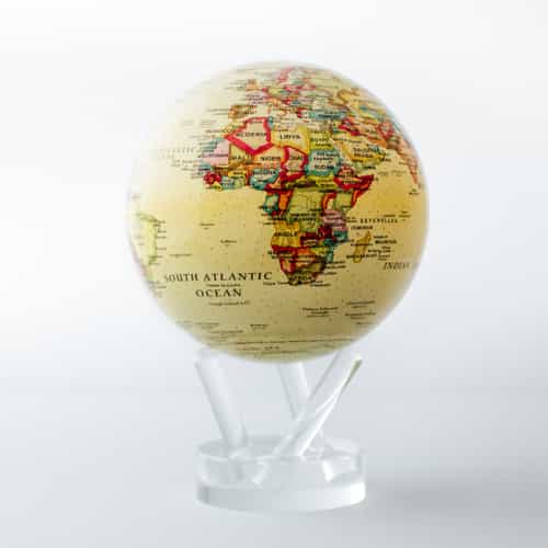 Political Map Yellow MOVA Globe 4.5" with Acrylic Base