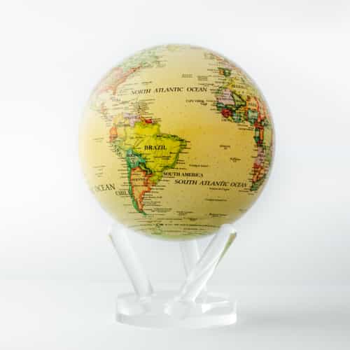 Political Map Yellow MOVA Globe 6" with Acrylic Base