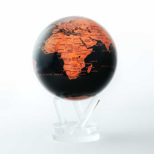 Black and Copper Map Globe