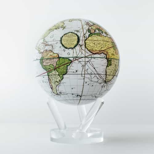 Antique Terrestrial White MOVA Globe 6" with Acrylic Base