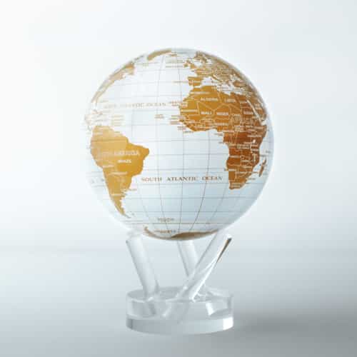 White and Gold MOVA Globe 4.5" with Acrylic Base