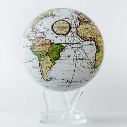 Antique Terrestrial White MOVA Globe 8.5" with Acrylic Base